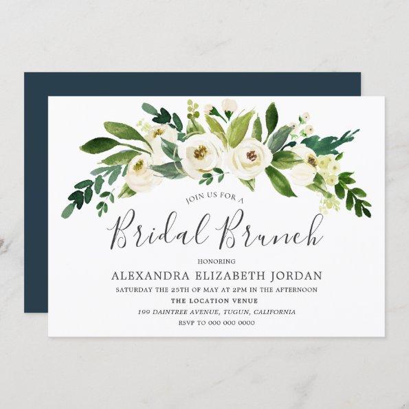 White Flowers Blooming Bridal Brunch Invitations