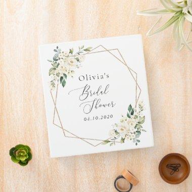 White Flowers, Cream Flowers, Boho,  3 Ring Binder