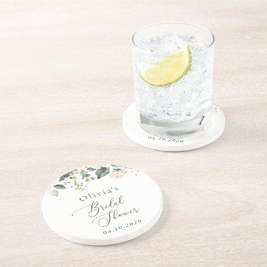 White Flowers, Cream Flowers, Boho,  Coaster
