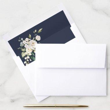White Flowers, Cream Flowers, Boho, Bridal Shower Envelope Liner