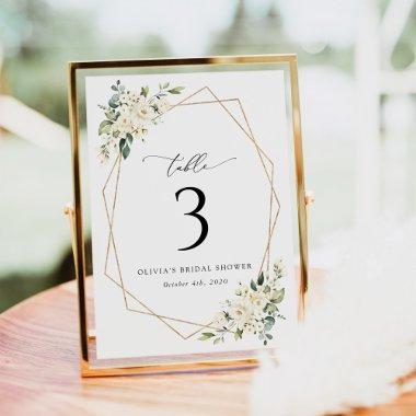 White Flowers, Cream Flowers, Boho, Table Numbers