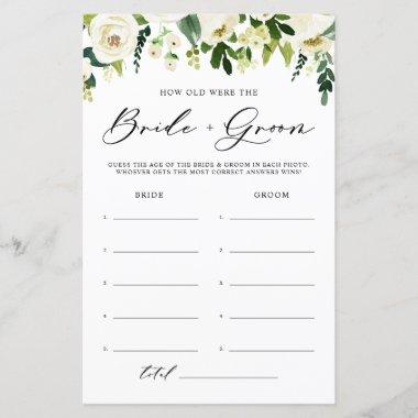 White Flowers How Old Were The Bride & Groom Invitations
