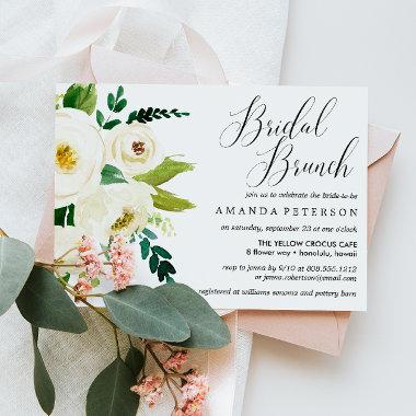 White Flowers | Typography wedding Bridal Brunch Invitations