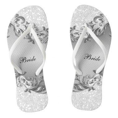 White Glitter and Gray | Wedding Flip Flops