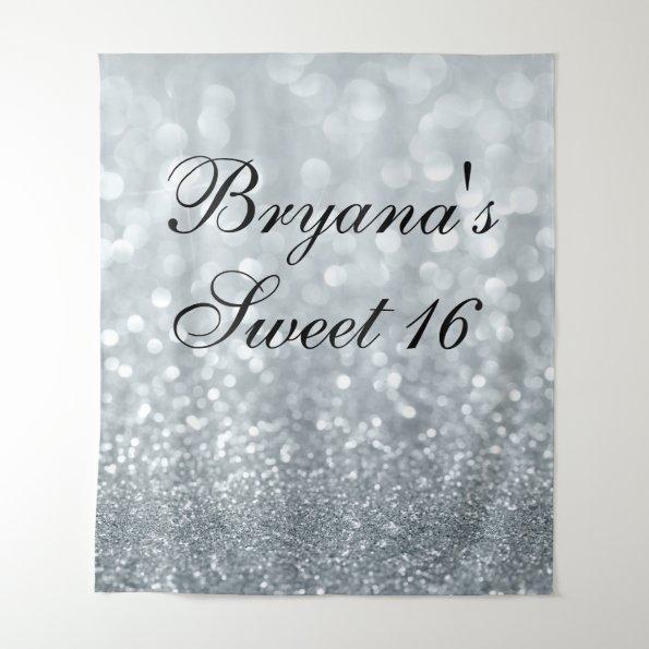 White Glitter Sparkly Spakle Sweet 16 Party Tapestry
