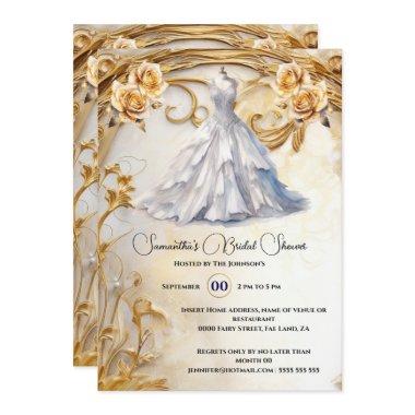 White gold bridal gown roses luxurious flowers