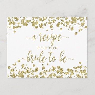 White & Gold Confetti Bridal Shower Recipe Invitations