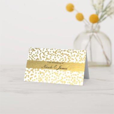 White & Gold Faux Foil Glam Modern Table Seating Place Invitations