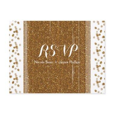 White & Gold Faux Glitter Wedding RSVP Post