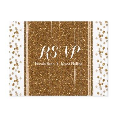 White & Gold Faux Glitter Wedding RSVP PostInvitations