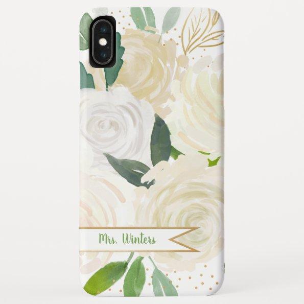 White Gold Floral new bride phone cover