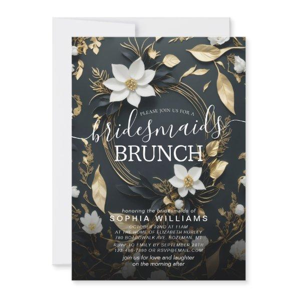 White Gold Floral Wreath Wedding Bridesmaid Brunch
