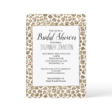 White Gold Glam Glitter Glitz Leopard Print