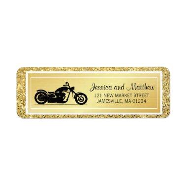 White Gold Glitter Motorcycle Return Address Label
