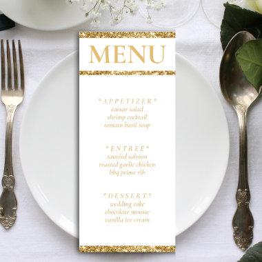 White & Gold Glitter Wedding Reception Menu