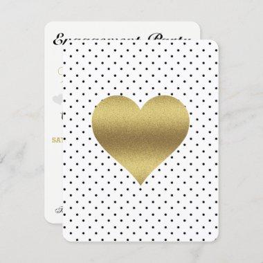 White & Gold Heart Polka Dot Bridal Shower Party Invitations