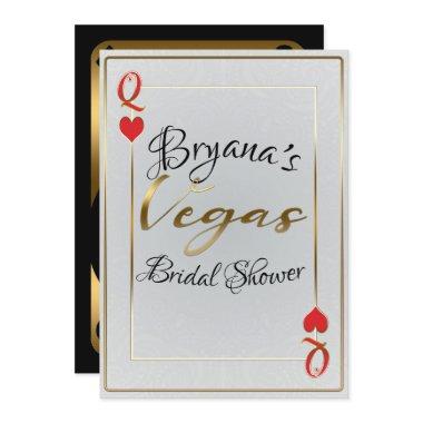 White Gold Red Queen of Hearts Vegas Bridal Shower Invitations