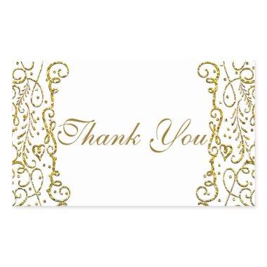 White Gold Royal Castle Fairy Tale Princess Favor Rectangular Sticker