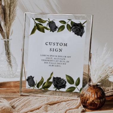 White Gothic Flower Bridal Shower Custom Sign