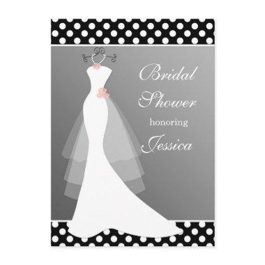 White gown on gray, polka dot