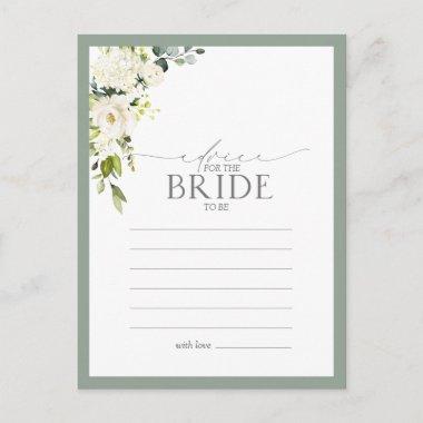 White Gray Green Floral Advice To The Bride PostInvitations