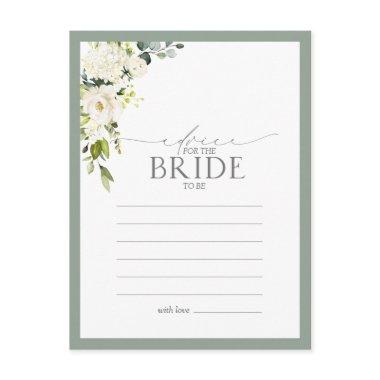 White Gray Green Floral Advice To The Bride PostInvitations