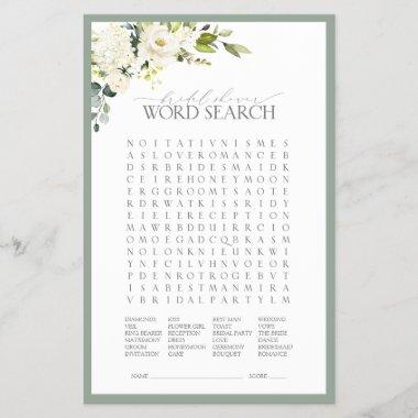 White Gray Green Watercolor Bridal Shower Game