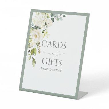 White Gray Green Watercolor  Gift Pedestal Sign