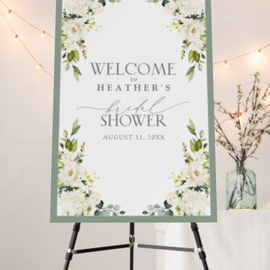White Gray Green Watercolor Bridal Shower Welcome Foam Board