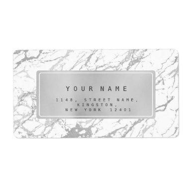 White Gray Silver Marble Return Address Labels