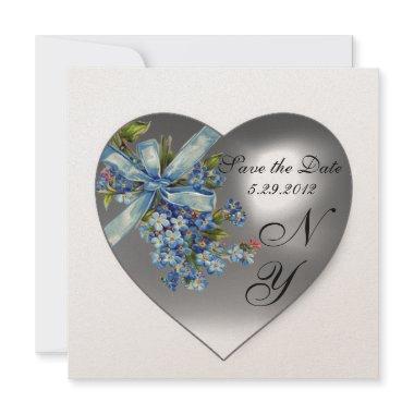 WHITE HEART FORGET ME NOT MONOGRAM Gold Metallic