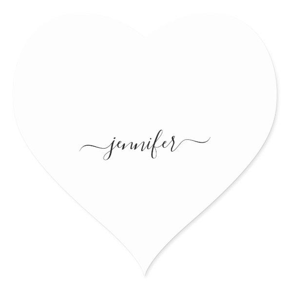 White Heart Minimalism Name Bridal Small Business Heart Sticker
