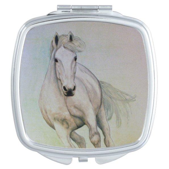 White Horse Compact Mirror
