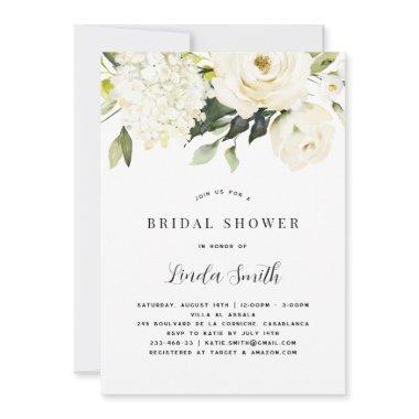 White Hydrangea Bridal Shower Invitations