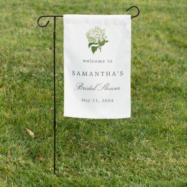 White Hydrangea Bridal Shower Welcome Garden Flag