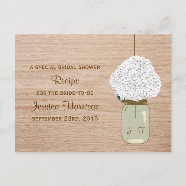 White Hydrangea & Country Mason Jar Bridal Shower Invitation PostInvitations
