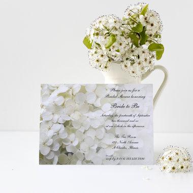 White Hydrangea Floral Bridal Shower Invitations