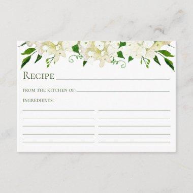 White Hydrangea Floral Watercolor Recipe Invitations