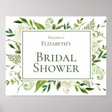White Hydrangea Floral Wedding Bridal Shower Poster