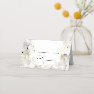 White Hydrangea Flowers Watercolor Wedding Place Invitations