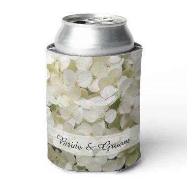 White Hydrangea Flowers Wedding Favor Can Cooler