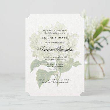 White Hydrangea Grandmillennial Bridal Shower Invitations