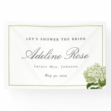 White Hydrangea Shower the Bride Name and Date Banner