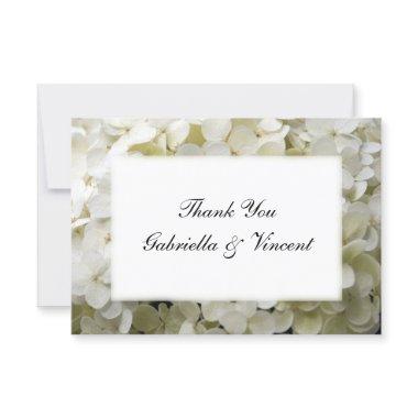 White Hydrangea Wedding Flat Thank You Notes