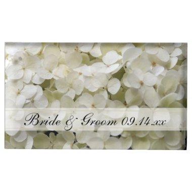White Hydrangea Wedding Table Card Holder