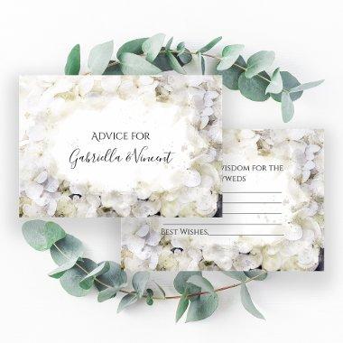 White Hydrangeas Watercolor Wedding Advice Cards