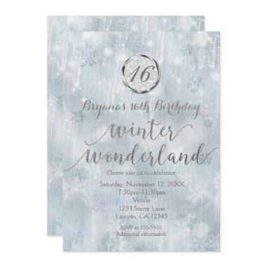 White Ice Snowflakes Winter Wonderland Invitations