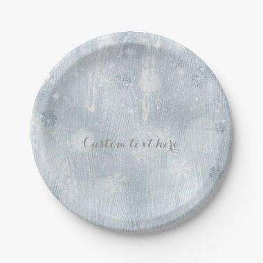 White Ice Snowflakes Winter Wonderland Party Paper Plates
