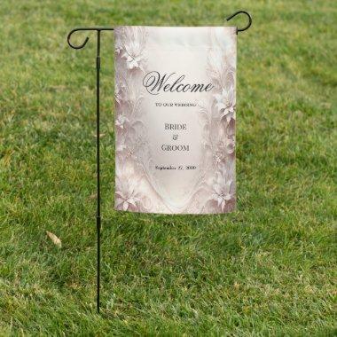 White Ivory Floral Garden Flag