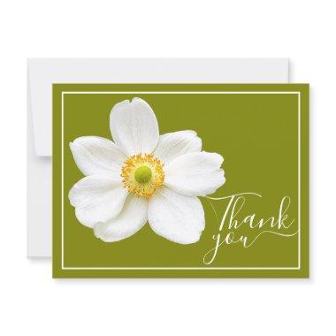 White Japanese Anemone Green Background Thank You Post